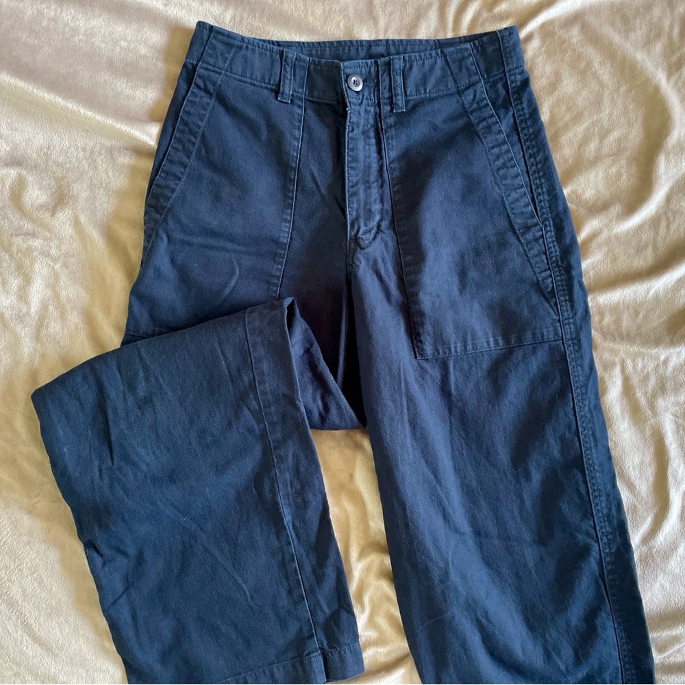 Uniqlo Navy High-waisted Straight Leg Pants